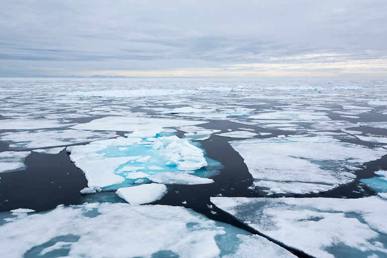 an arctic ice sheet breaking up